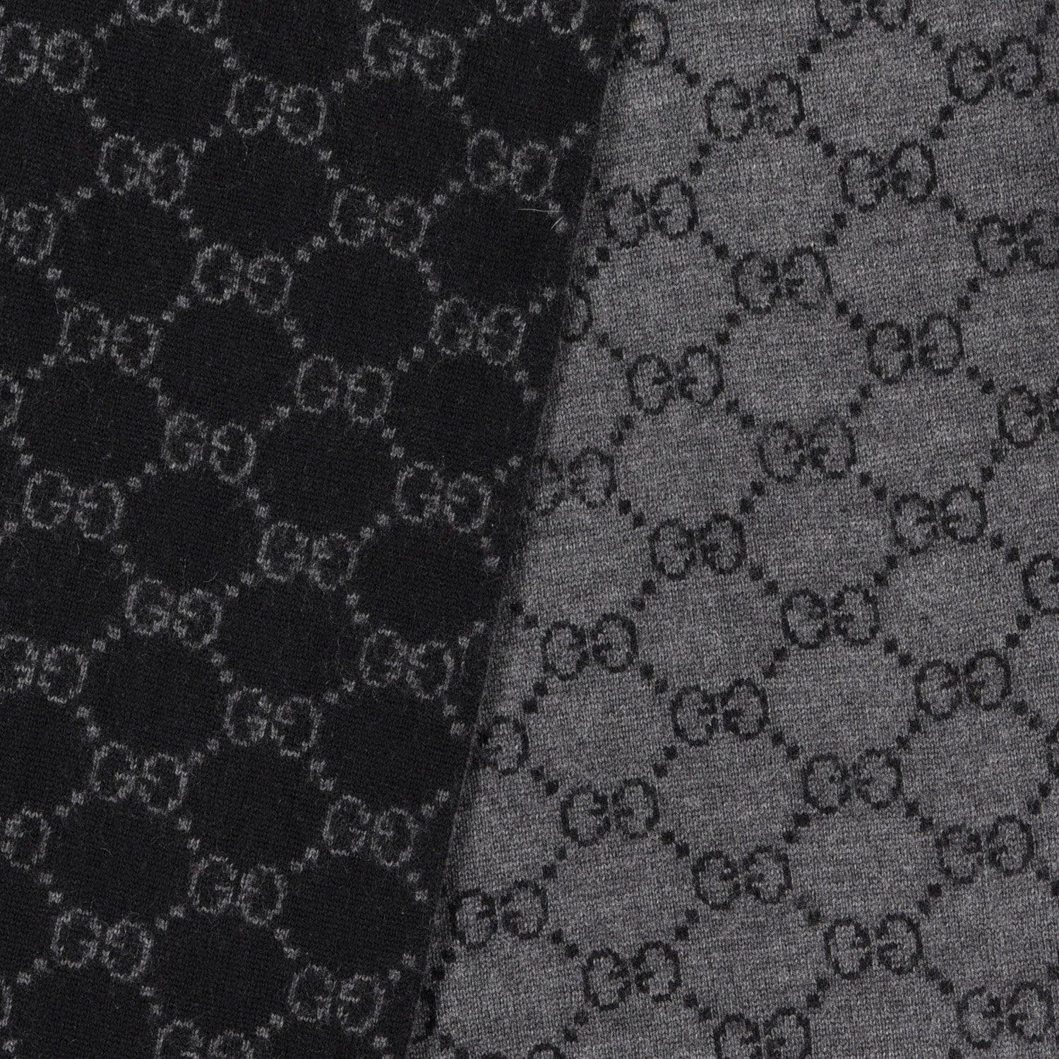 Gucci Wool Tricot GG Monogram Web Solange Scarf Black Medium Grey 3 of 4