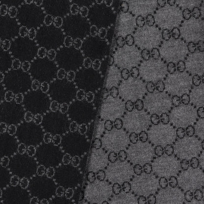 Gucci Wool Tricot GG Monogram Web Solange Scarf Black Medium Grey 3 of 4