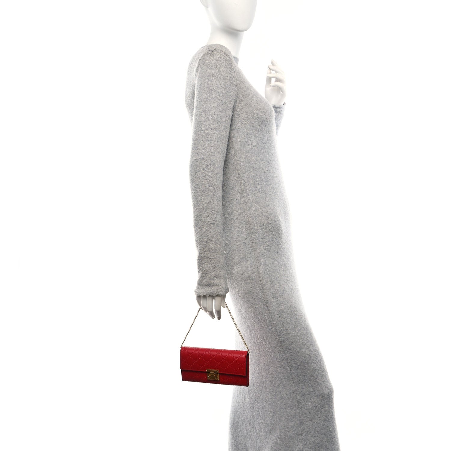 Gucci Guccissima Padlock Continental Chain Wallet Hibiscus Red 2 of 10