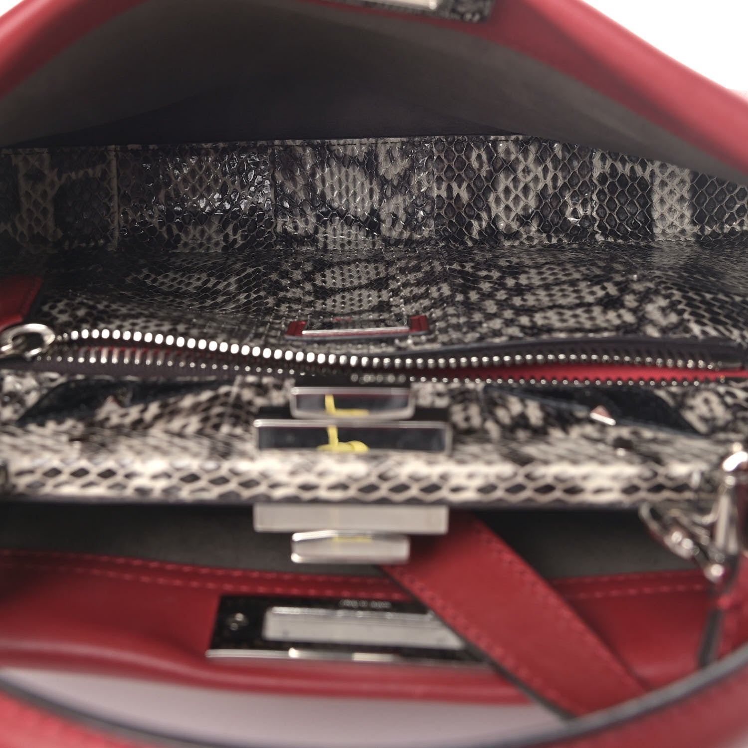 Fendi Vitello Seta Elaphe Crocodile Monster Eyes Medium Peekaboo Iconic Satchel Ribes Naturale 6 of 7