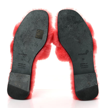Hermes Woolskin Oran Sandals 38 Rose Du Desert 5 of 8