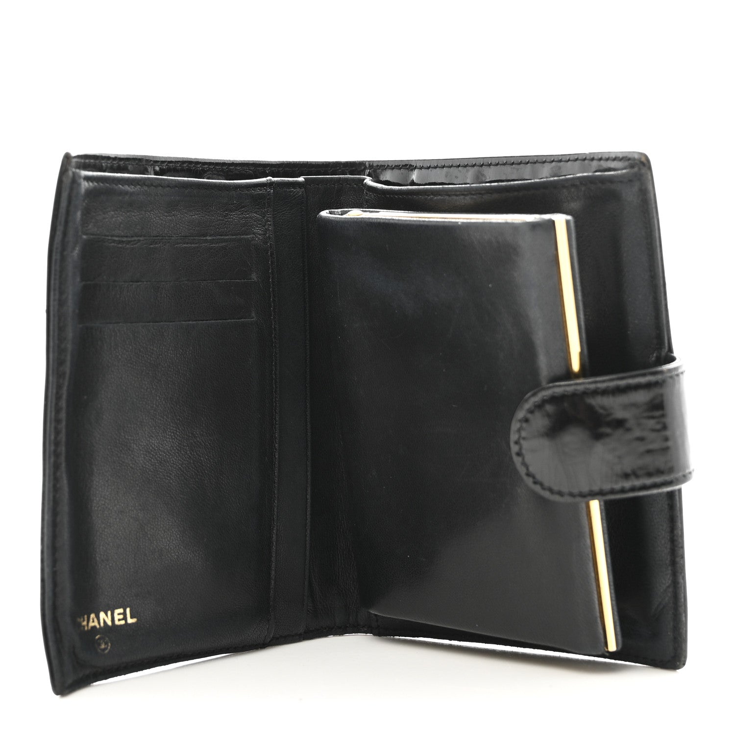 Chanel Patent Timeless CC Compact French Wallet Black 6 of 11