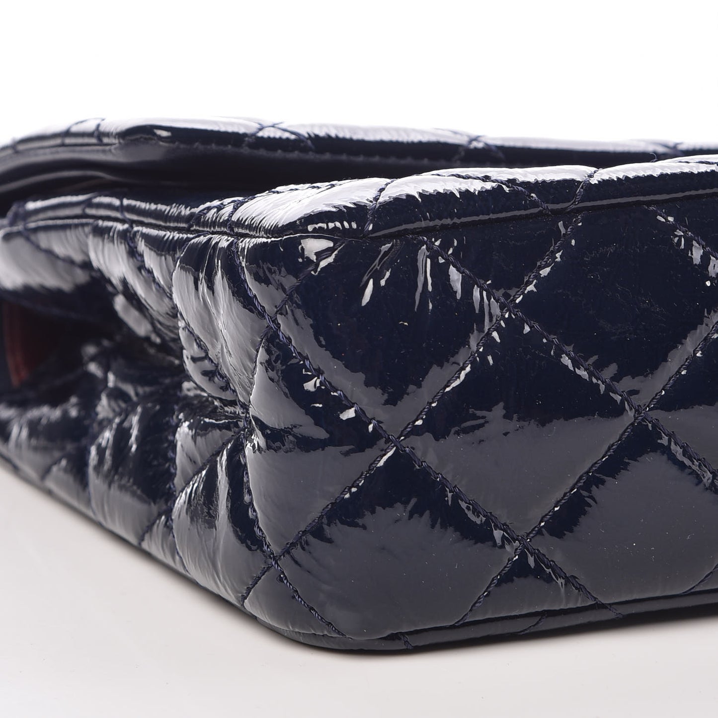 Distressed Patent Quilted 2.55 Reissue 227 Flap Dark Blue