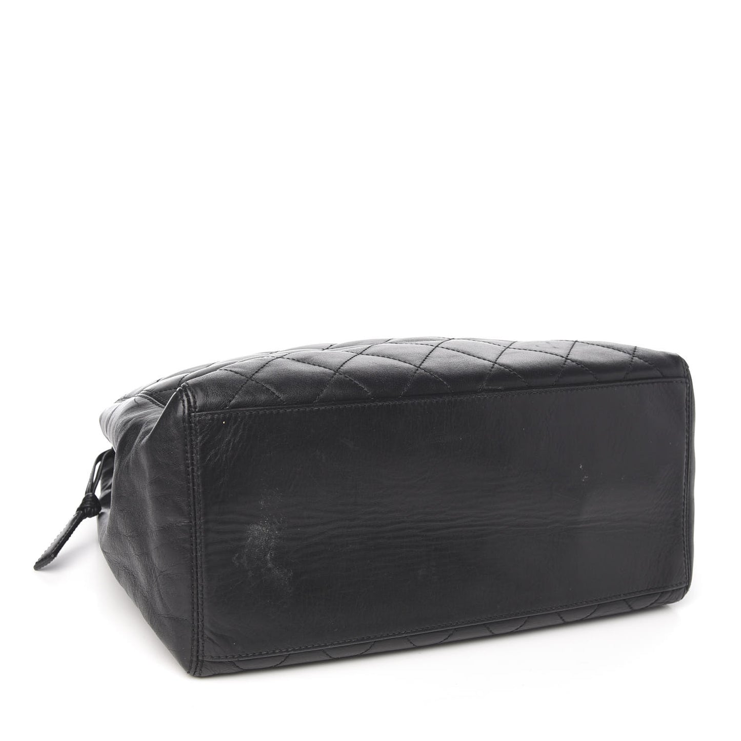 Lambskin Quilted Shopping Tote Black