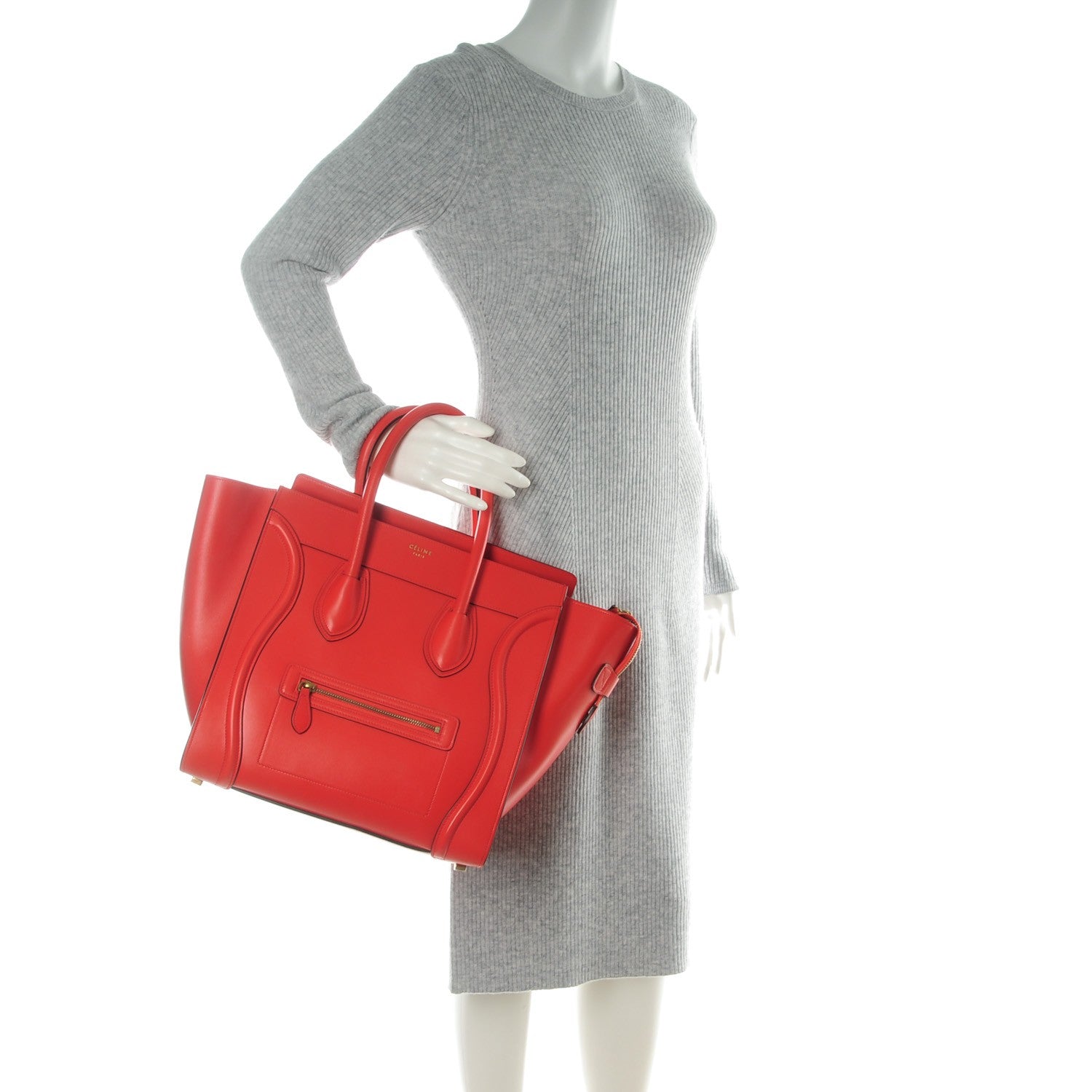 Celine Smooth Calfskin Mini Luggage Vermillion 2 of 8