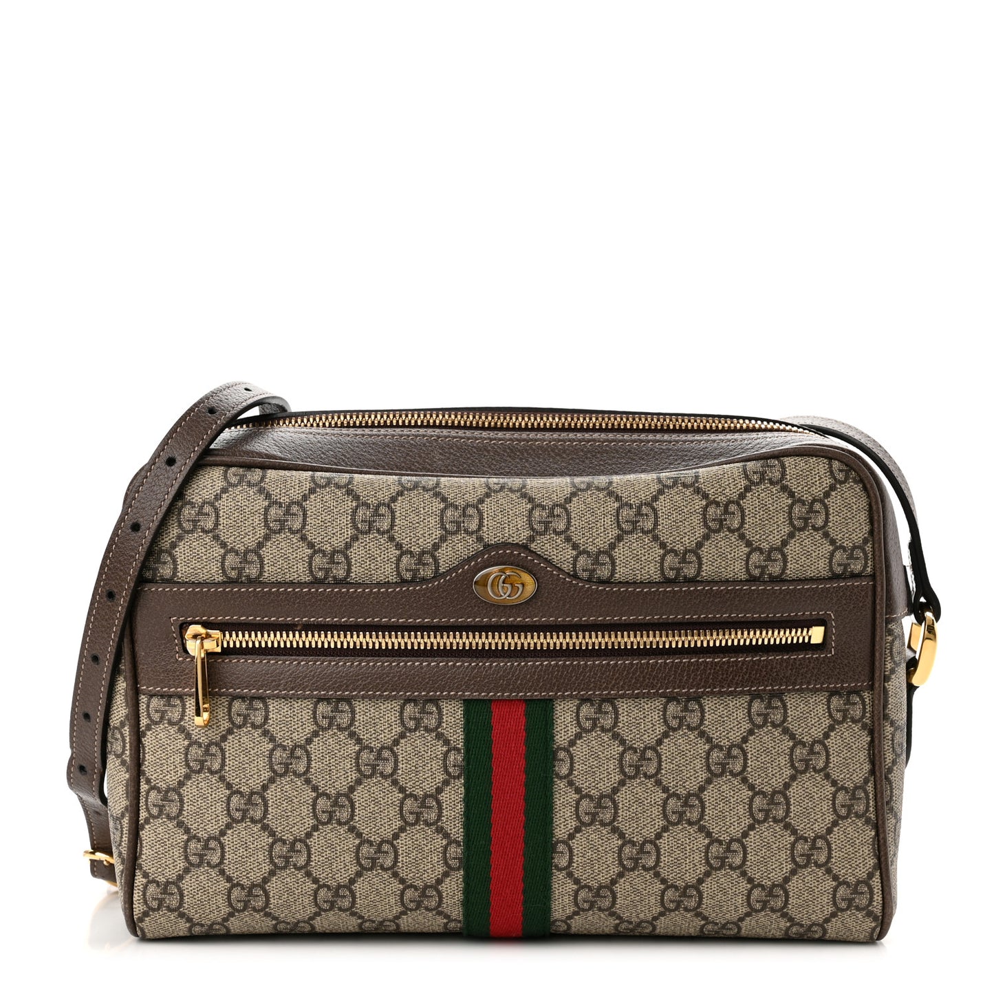 GG Supreme Monogram Web Small Ophidia Shoulder Bag Brown