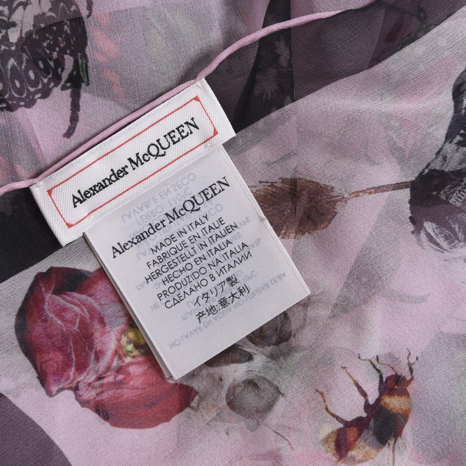 Alexander McQueen Silk Chiffon Butterfly Scarf Pink Multicolor 6 of 6