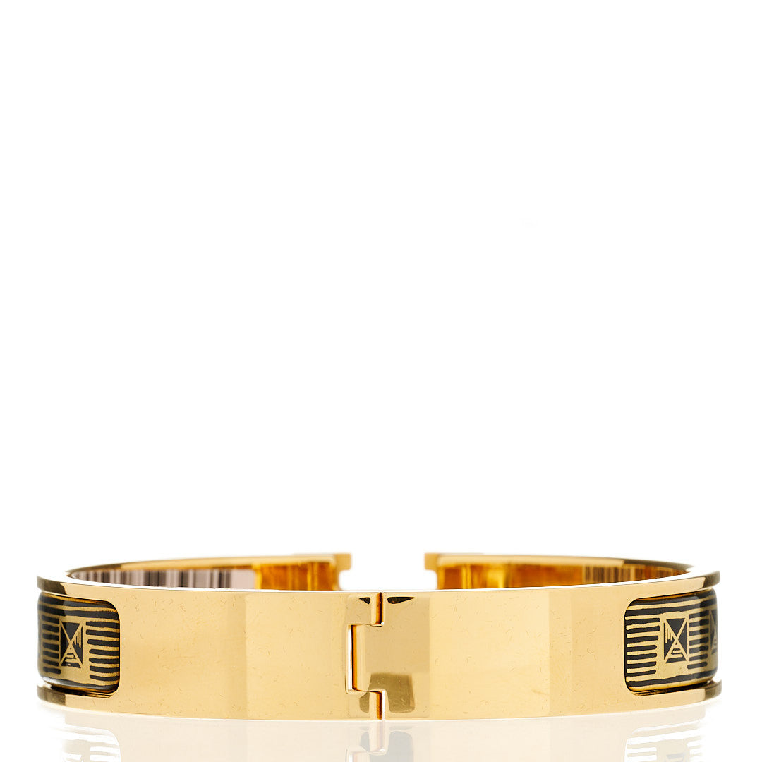 Enamel Narrow Printed Bijoux Trompe l'Oeill Clic Clac H Bracelet GM Black