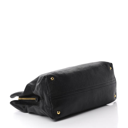 Miu Miu Goatskin Madras Top Handle Tote Black 4 of 12