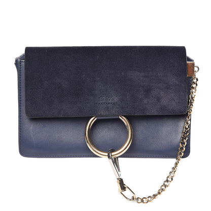 Chloe Suede Calfskin Small Faye Shoulder Bag Denim Blue 1 of 16