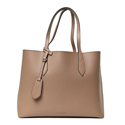 Burberry Grainy Calfskin Haymarket Check Medium Reversible Tote Camel 1 of 13