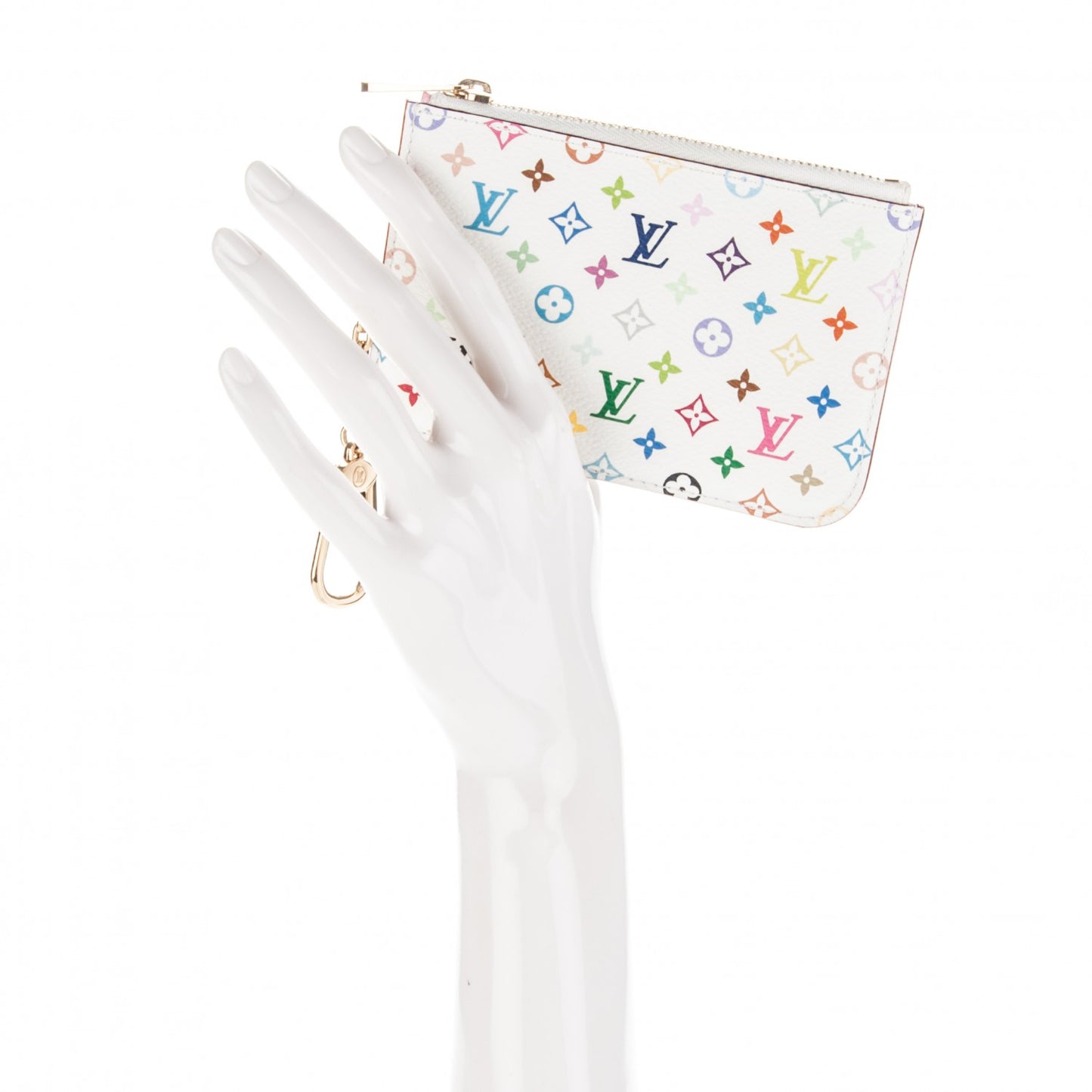 Monogram Multicolor Key Pouch White Litchi
