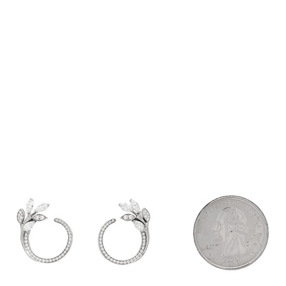 Tiffany Platinum Diamond Victoria Vine Circle Earrings 2 of 5