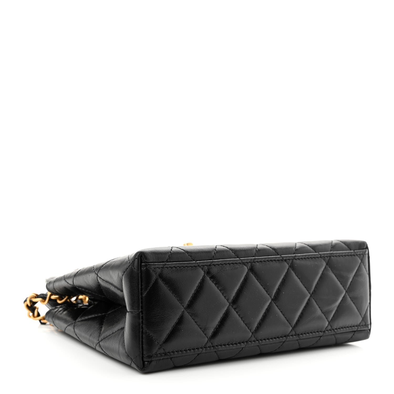 Chanel Shiny Aged Calfskin Quilted Nano Kelly Shopper Black 4 of 11