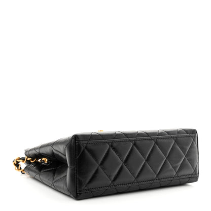 Chanel Shiny Aged Calfskin Quilted Nano Kelly Shopper Black 4 of 11