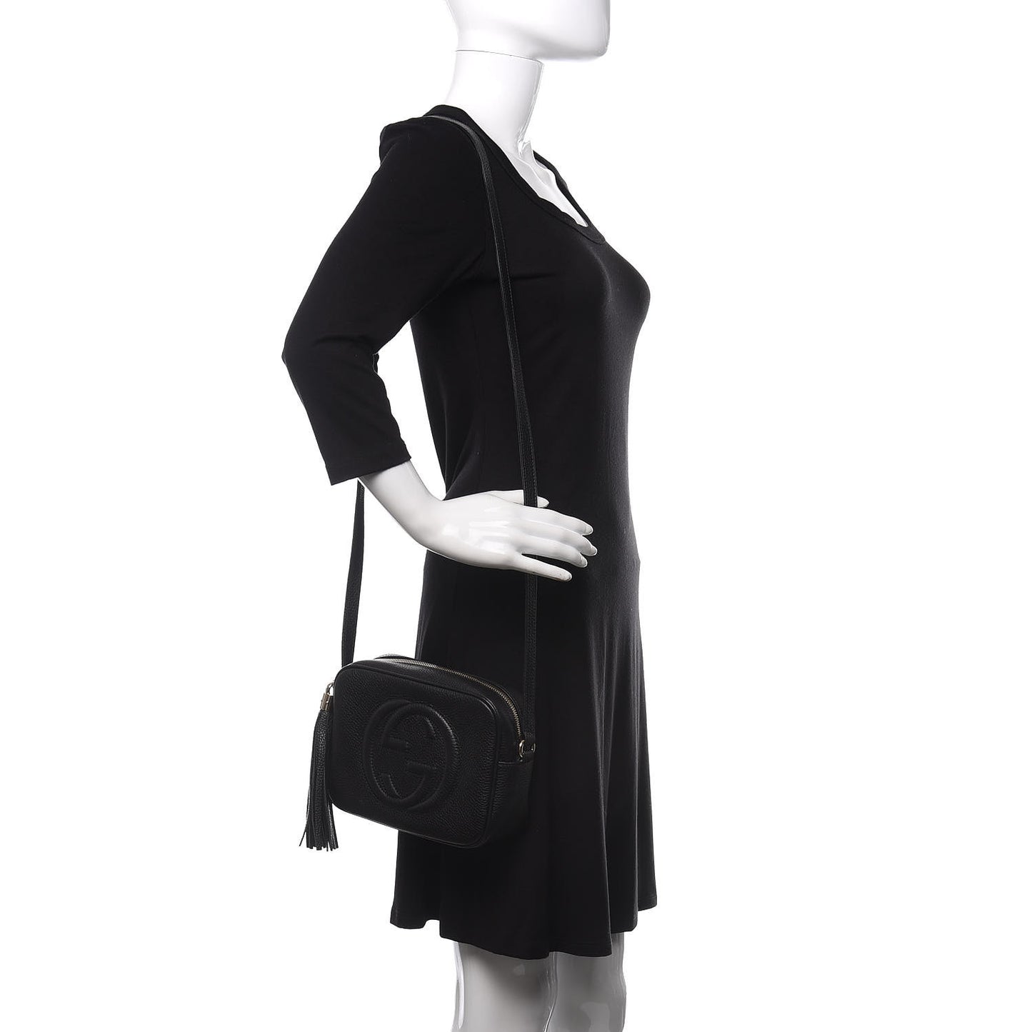 Pebbled Calfskin Small Soho Disco Bag Black