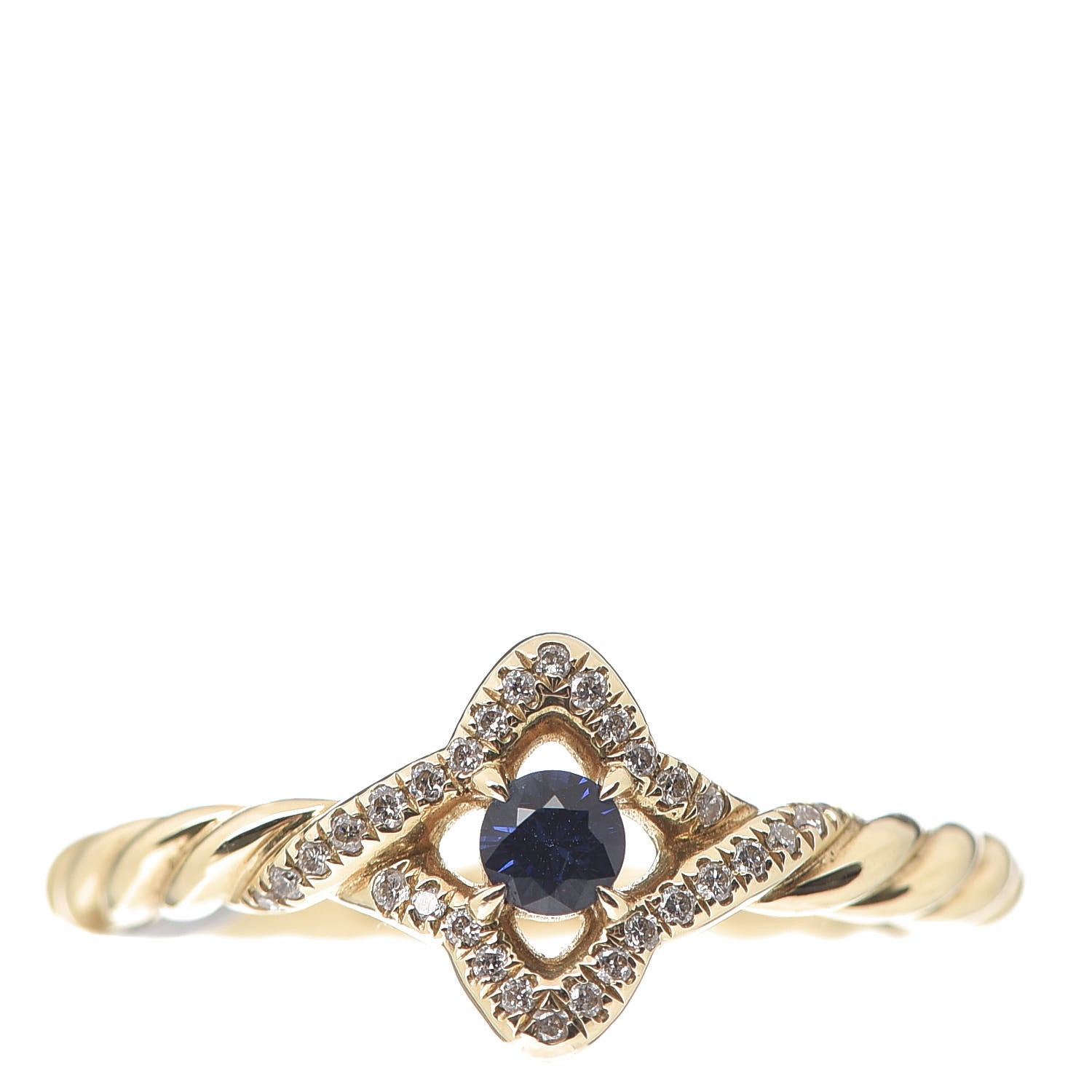 David Yurman 18K Yellow Gold Diamond Blue Sapphire 5mm Venetian Quatrefoil Ring 52 6 1 of 5