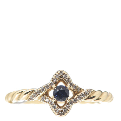 David Yurman 18K Yellow Gold Diamond Blue Sapphire 5mm Venetian Quatrefoil Ring 52 6 1 of 5
