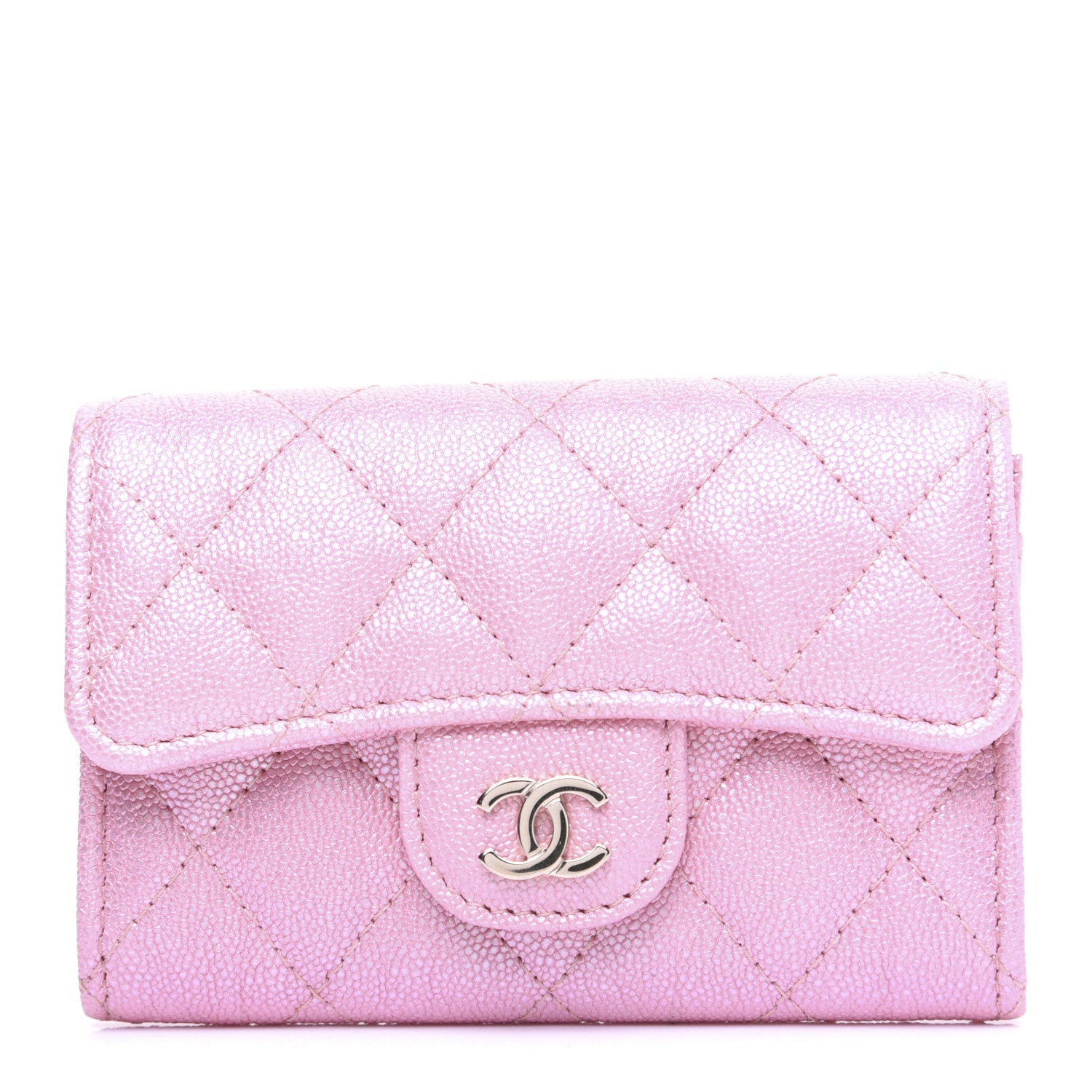 Chanel Iridescent Caviar Quilted Flap Card Holder Rose Pink 2 of 20