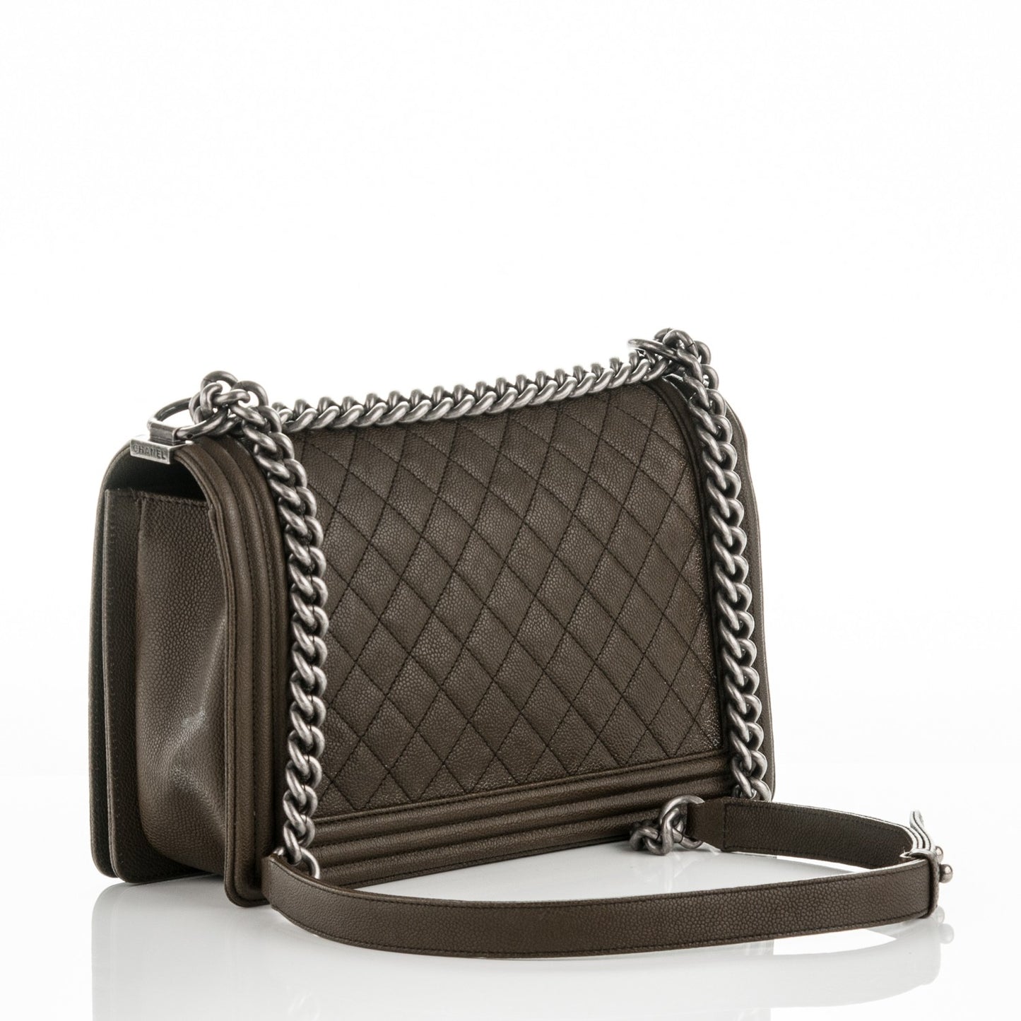 Caviar Quilted New Medium Boy Flap Khaki