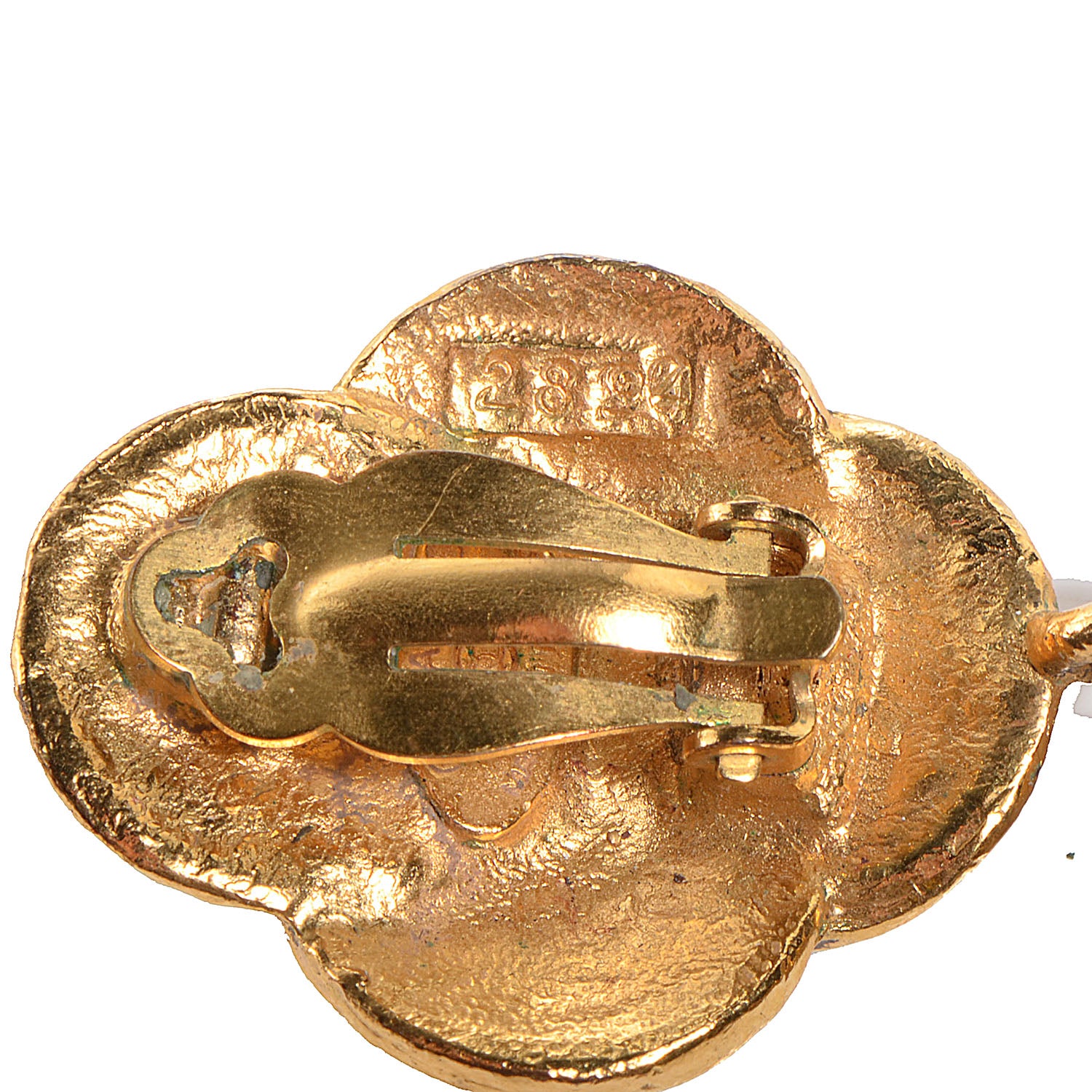 Chanel CC Hammered Round Clip On Earrings Gold 5 of 5