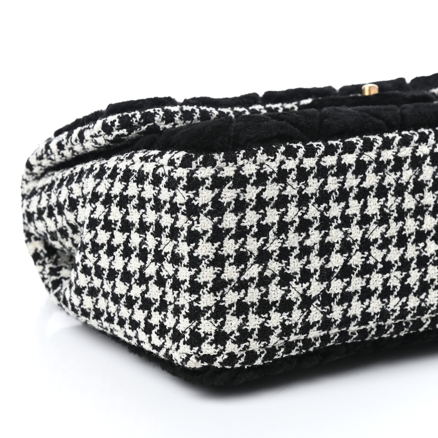 Chanel Shearling Tweed Jumbo Single Flap Black White 9 of 10