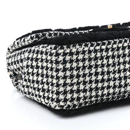 Chanel Shearling Tweed Jumbo Single Flap Black White 9 of 10