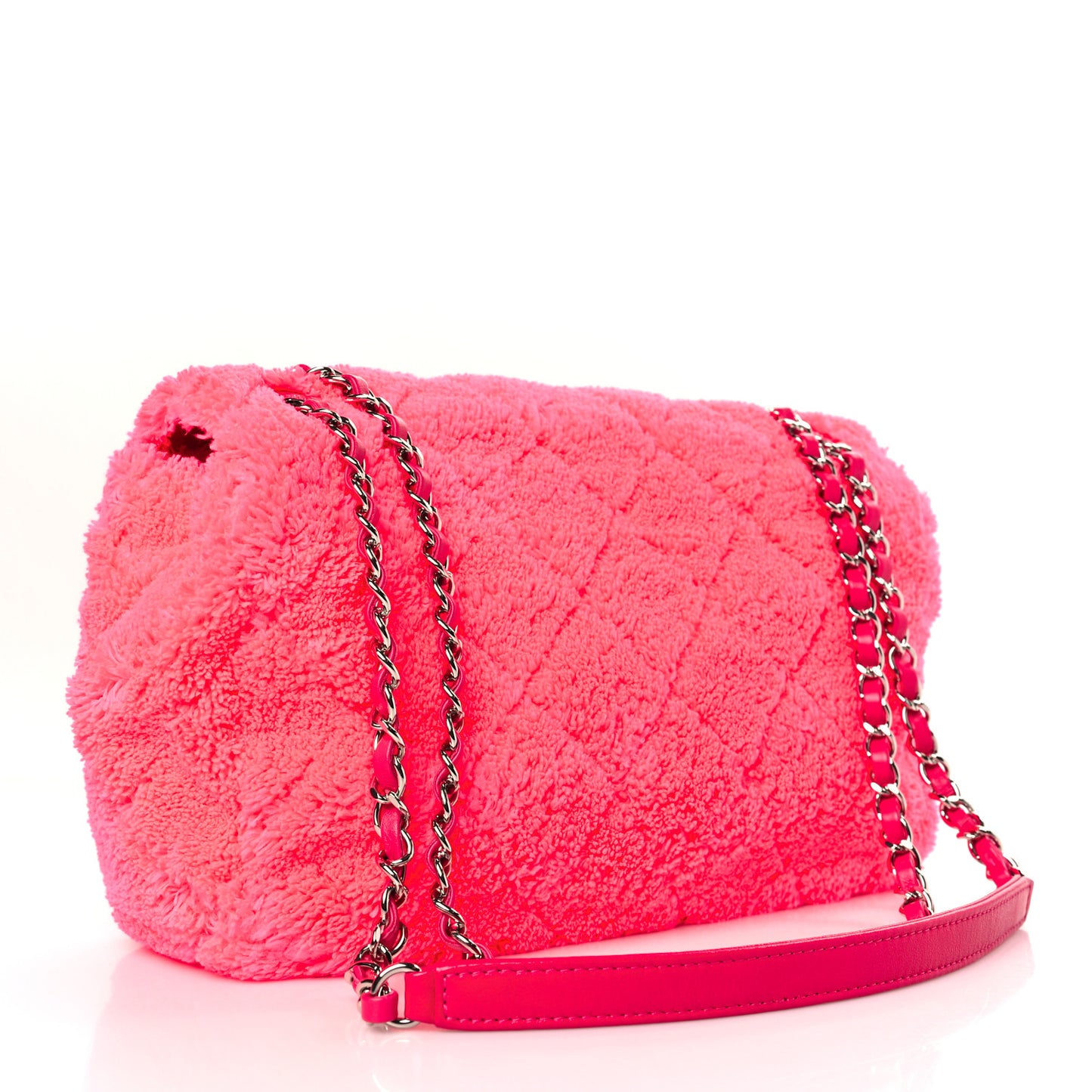 Lambskin Calfskin Mixed Fibers Quilted Medium Flap Pink