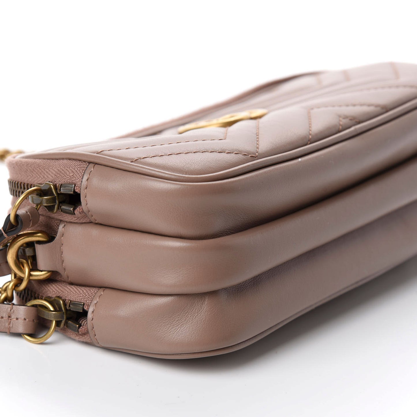 Calfskin Matelasse Mini GG Marmont Chain Crossbody Bag Porcelain Rose