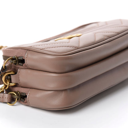 Gucci Calfskin Matelasse Mini GG Marmont Chain Crossbody Bag Porcelain Rose 6 of 11
