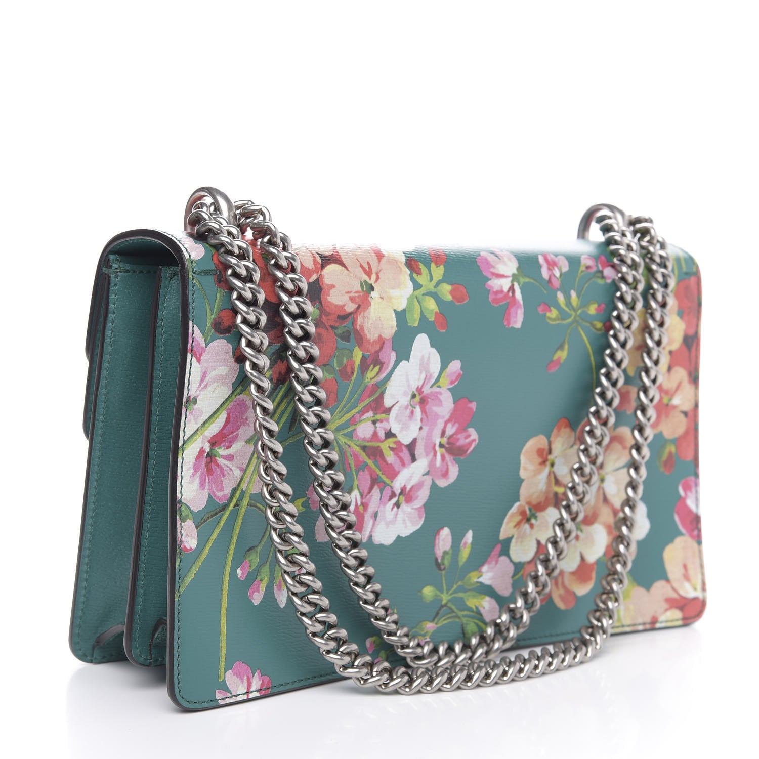 Gucci Calfskin Blooms Print Small Dionysus Shoulder Bag Bright Emerald Multicolor 3 of 11