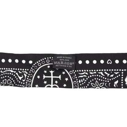 Hermes Silk Peuple Du Vent Bandana Twilly Black White 2 of 4