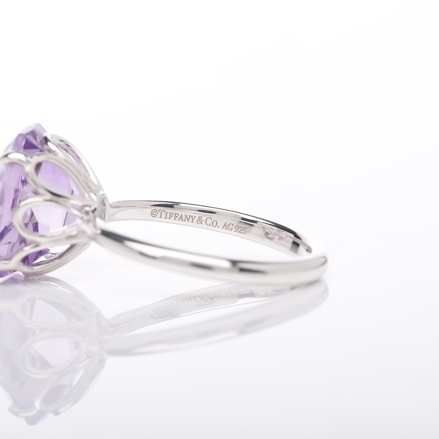 Tiffany Sterling Silver Amethyst Round Sparklers Cocktail Ring 57 8 5 of 6