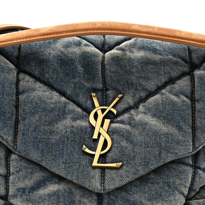Saint Laurent Denim Quilted Medium Loulou Puffer Monogram Chain Satchel Blue Cinnamon 8 of 10