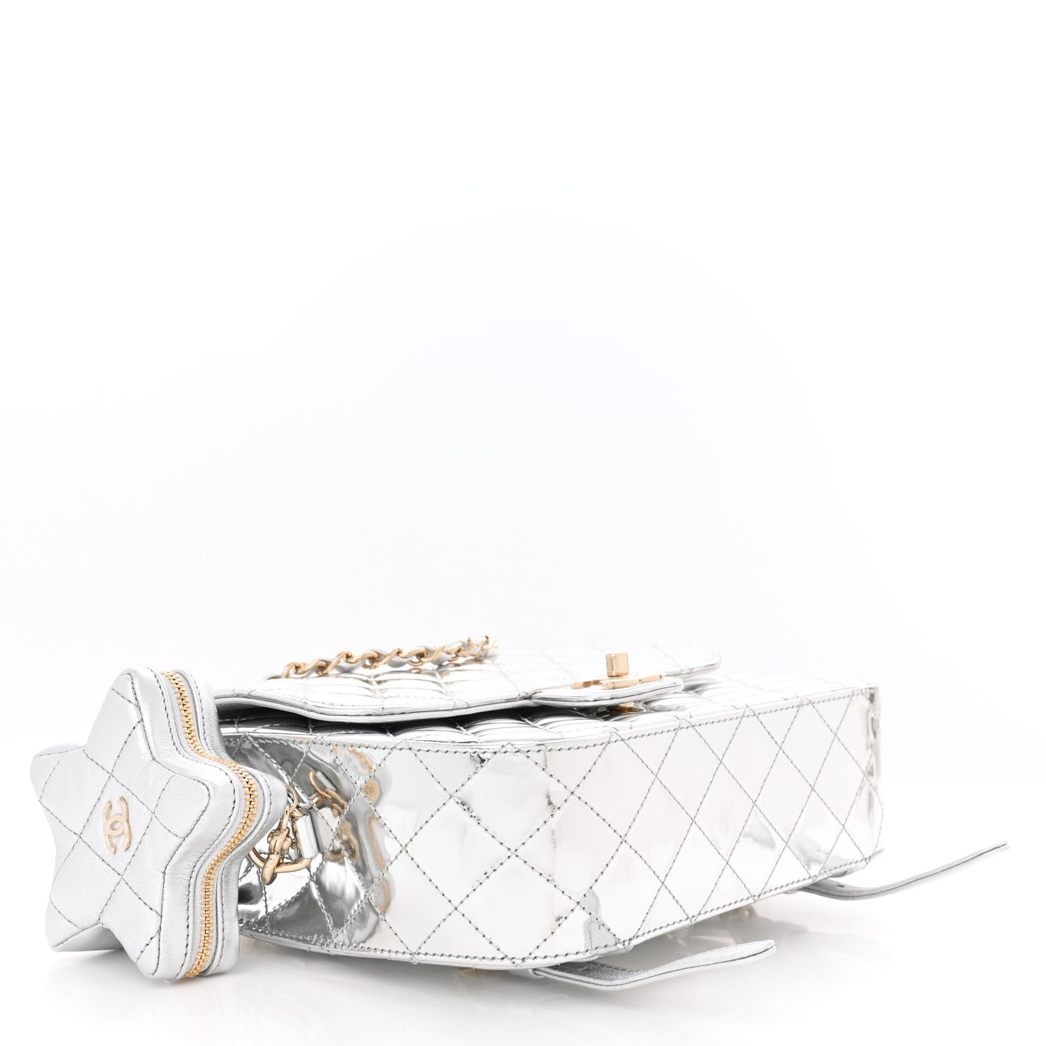 Chanel Mirror Calfskin Metallic Calfskin Quilted Hollywood Boulevard Backpack With Coin Purse Silver 4 of 10