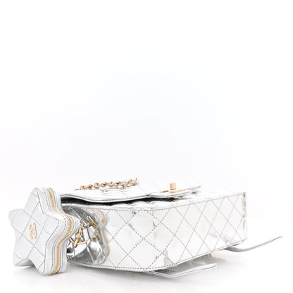 Chanel Mirror Calfskin Metallic Calfskin Quilted Hollywood Boulevard Backpack With Coin Purse Silver 4 of 10