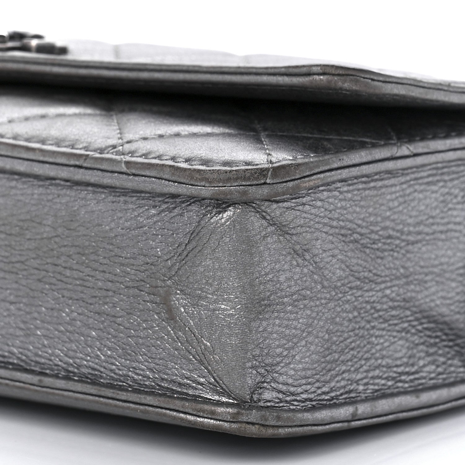 Chanel Metallic Calfskin Quilted Boy Wallet On Chain WOC Silver 8 of 8