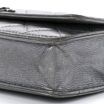 Chanel Metallic Calfskin Quilted Boy Wallet On Chain WOC Silver 8 of 8