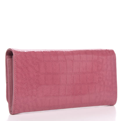 Miu Miu Patent Embossed Crocodile Continental Wallet Pink 3 of 9