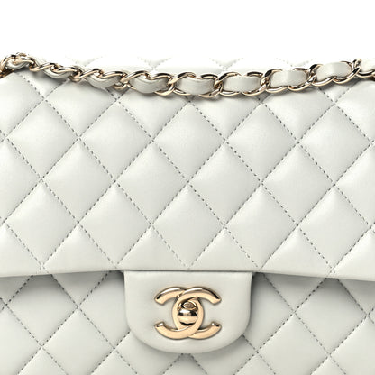 Chanel Lambskin Quilted Medium Double Flap Light Grey 9 of 12