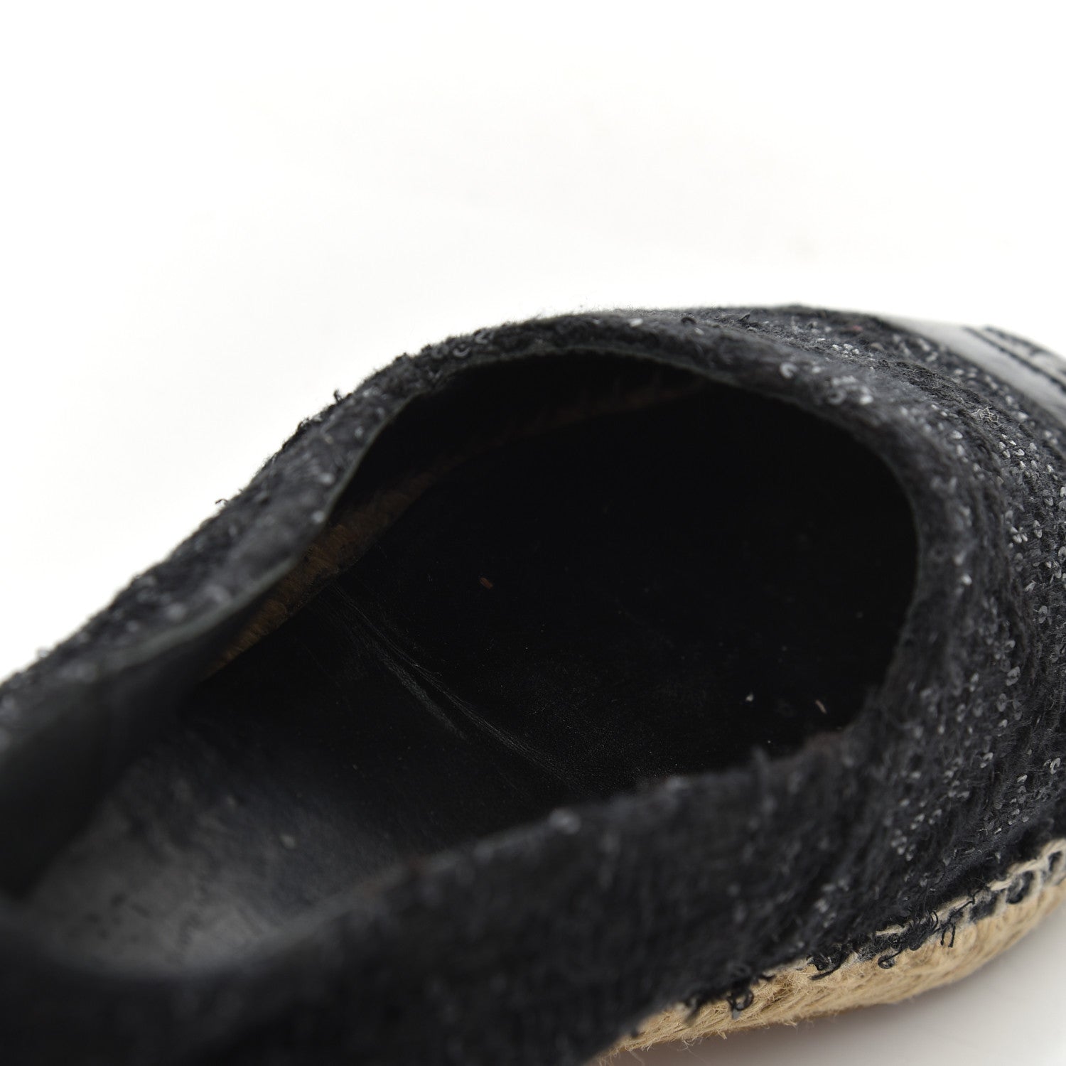 Chanel Tweed Patent Goatskin Sequin CC Espadrilles 38 Black 17 of 19