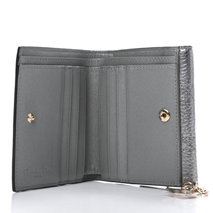 Christian Dior Metallic Grained Calfskin Cannage Lady Dior French Wallet Steel 6 of 9