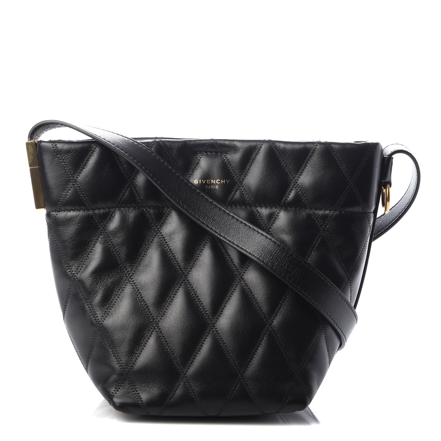 Givenchy Lambskin Quilted Mini GV Bucket Bag Black 1 of 9