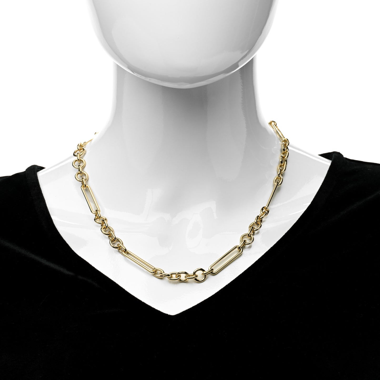 18K Yellow Gold Sister Hook Midsized Mixed Chain Necklace 19.5"