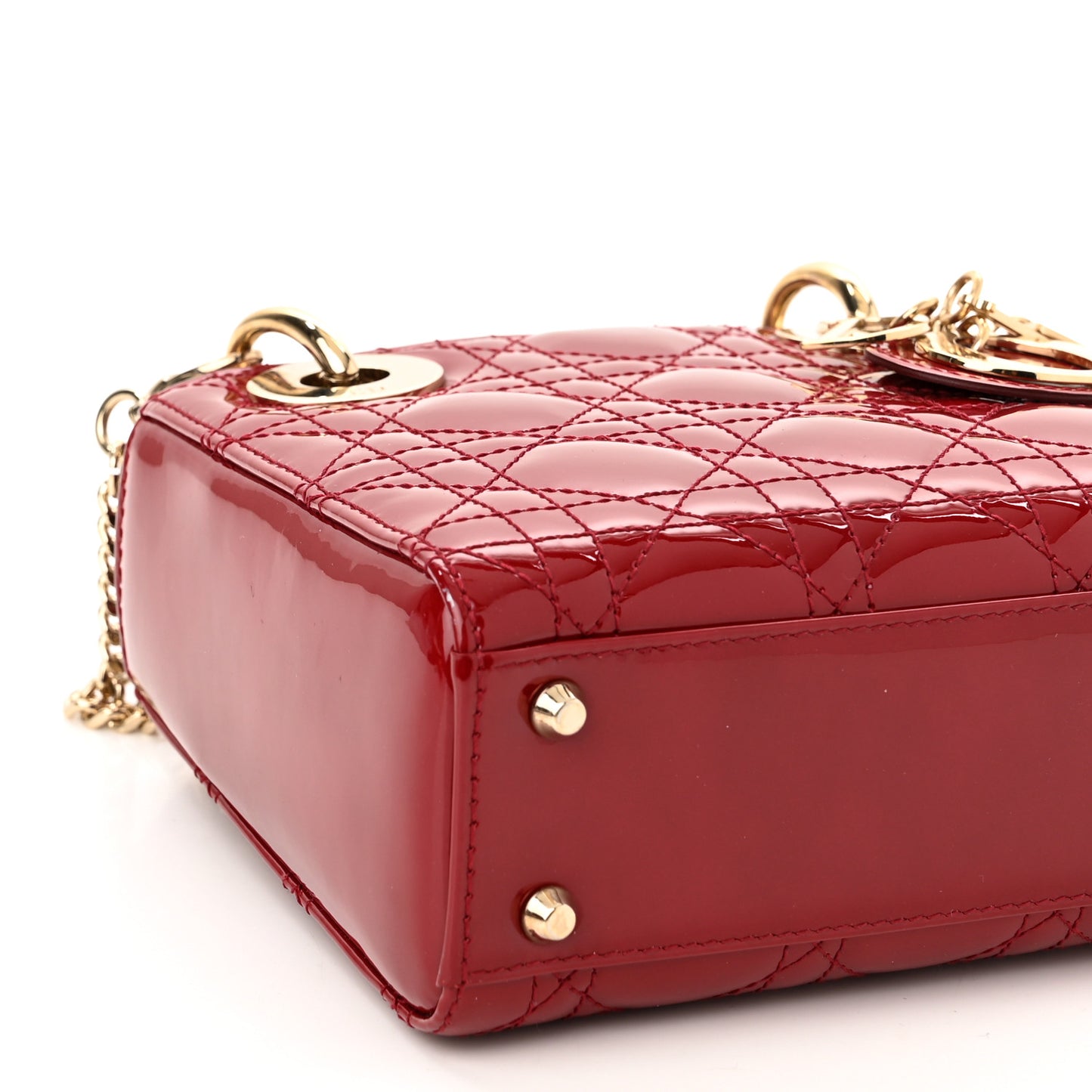 Patent Cannage Mini Lady Dior Red