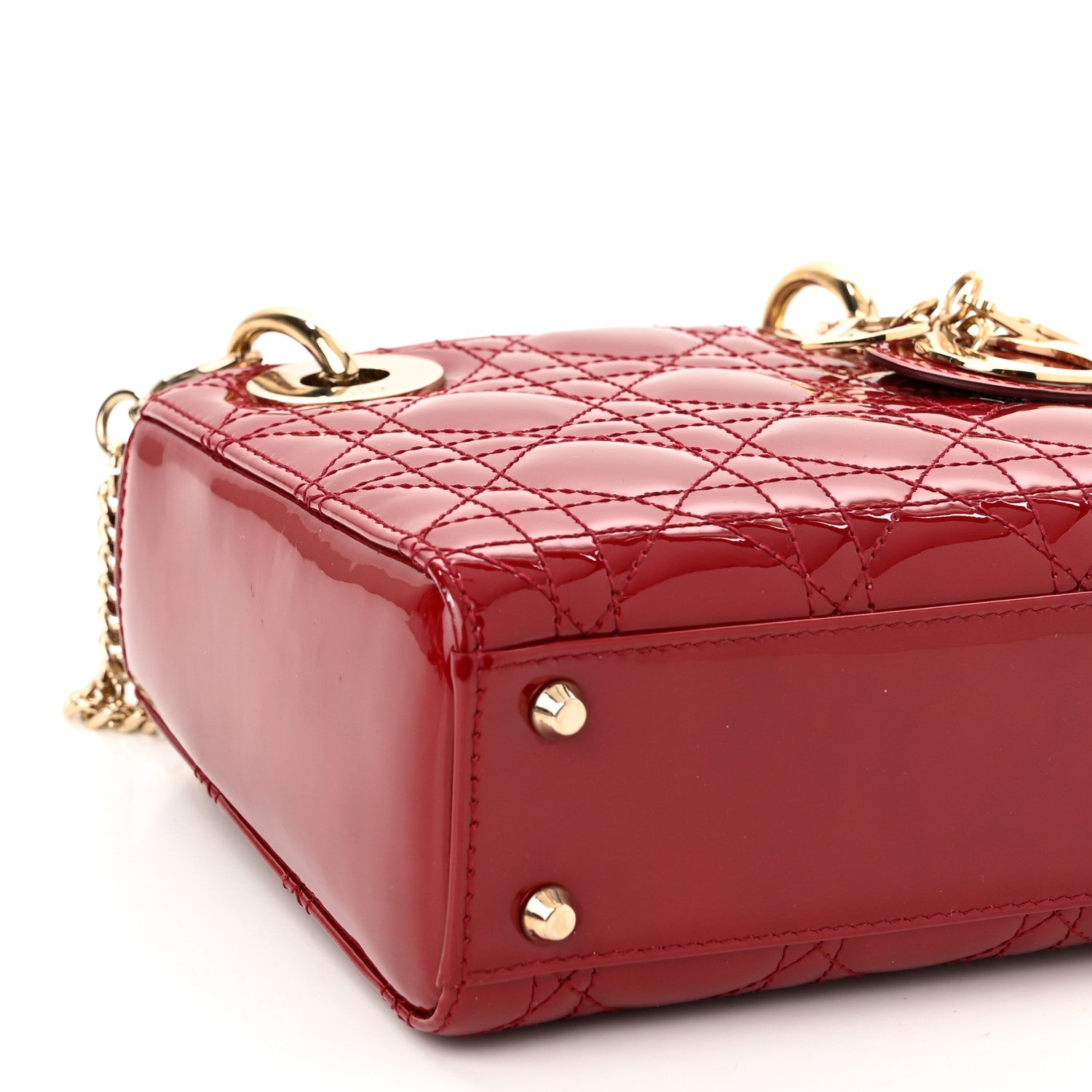 Christian Dior Patent Cannage Mini Lady Dior Red 9 of 10