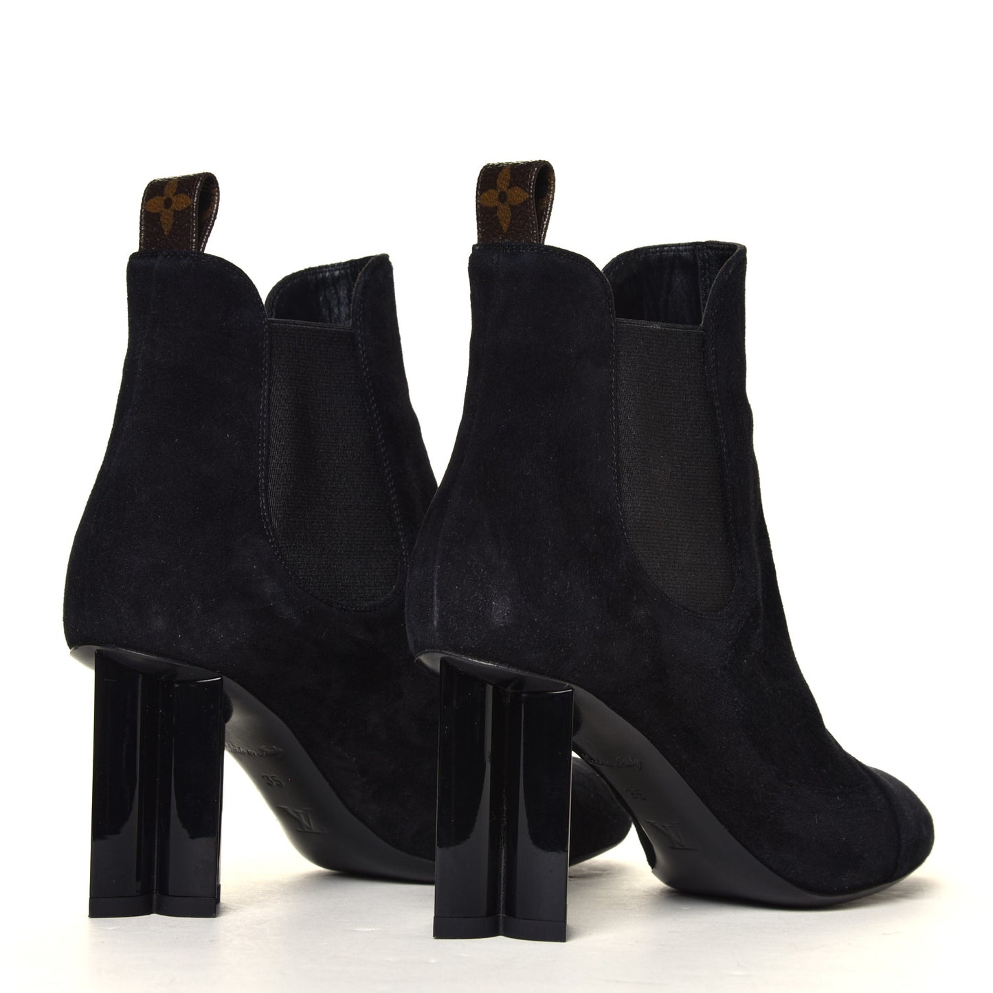 Suede Monogram Uniformes Cap Toe Chelsea 80mm Ankle Boots 35 Black