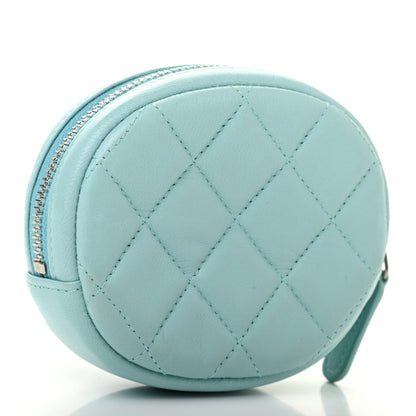 Chanel Lambskin Quilted Zip Around Classic Coin Purse Light Blue 3 of 9