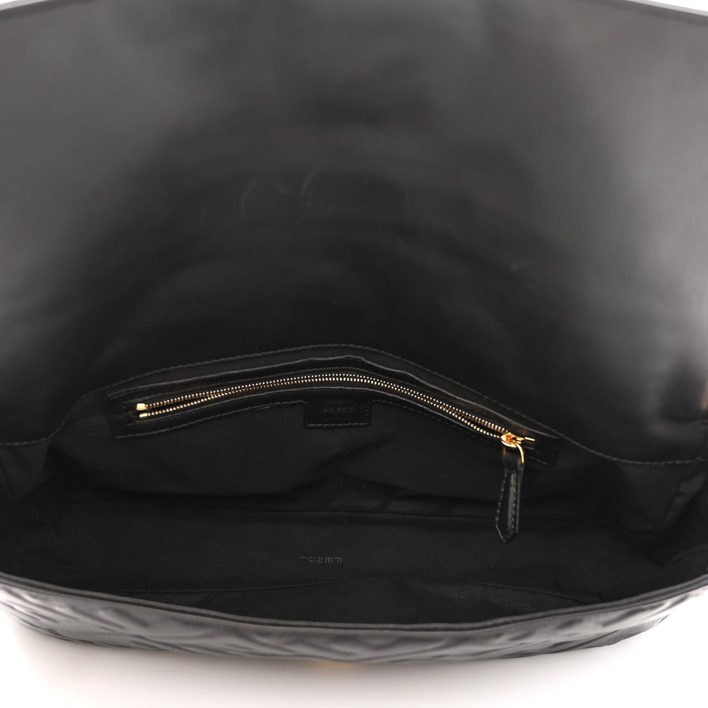 Nappa FF 1974 Embossed Large Baguette Black