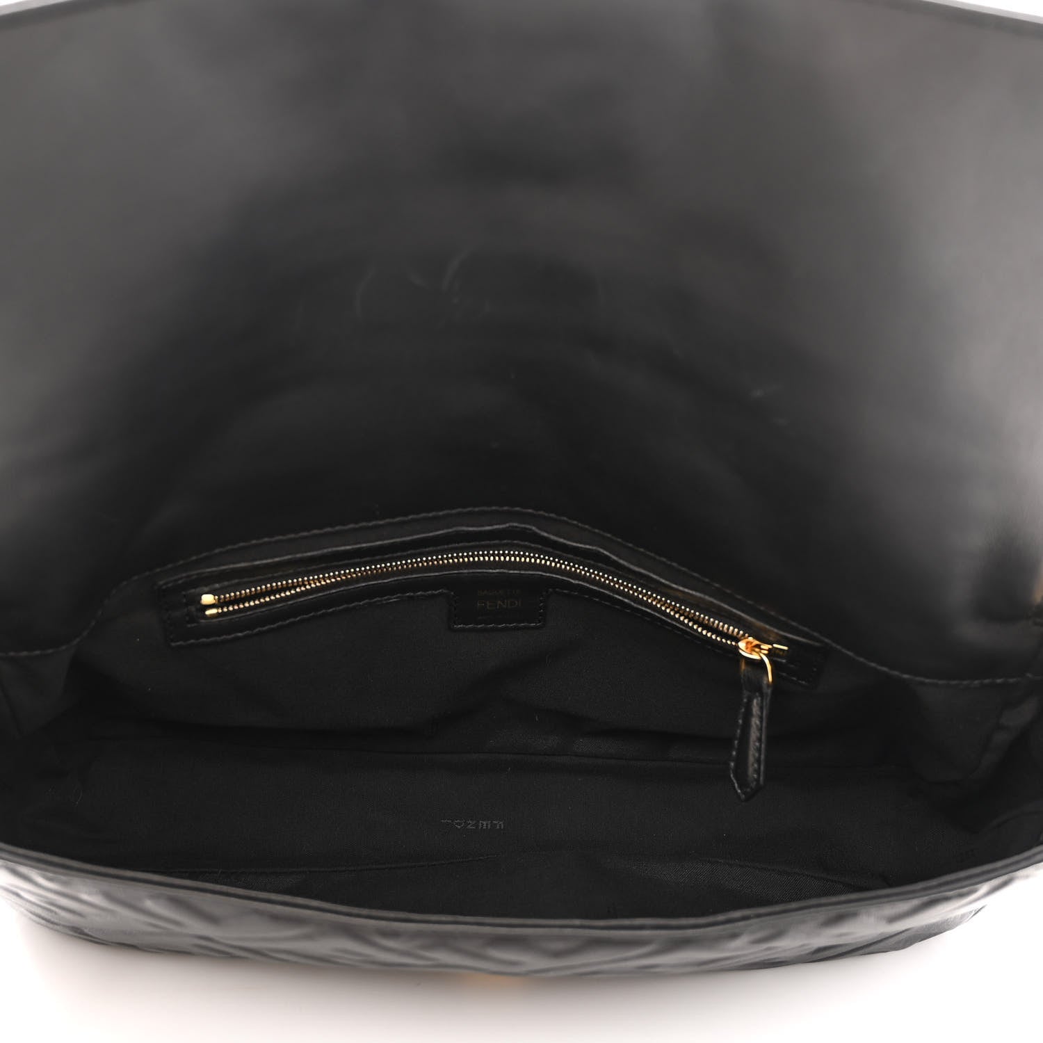 Fendi Nappa FF 1974 Embossed Large Baguette Black 5 of 10